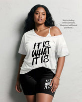 Women's Plus Size Daily Casual It Is What It Is Alphabet Print Short Sleeve Shorts Suit